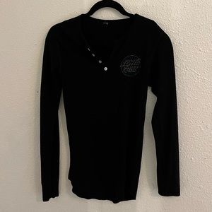 vintage santa cruz black long sleeve with buttons!